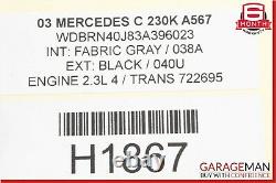 02-05 Mercedes W203 C230 2DR Coupe Front Right Passenger Side Fender Panel Black