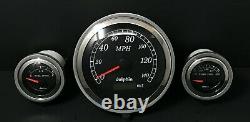 1957 Chevy Car 3 Gauge GPS Dash Panel 5 Speedometer Black