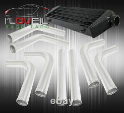 27.5 X 7 X 2.25 Aluminum Intercooler 64mm Piping Kit Black Upgrade Couplers