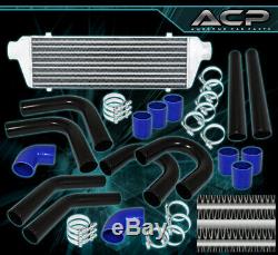27.5X7X2.25 Aluminum Race Intercooler+ X8 2.5 Diy Piping Kit+Couplers Blk