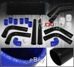 28X7 Black Aluminum Sport Intercooler + 64mm Piping Kit Upgrade + Blue Couplers