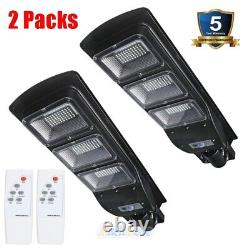 2Packs Outdoor Commercial 90W LED Street Lights Solar Powered IP67 Dusk-to-Dawn