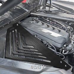 2X For Corvette C8 Engine Cover 2020-2023 Aluminium Black Engine Bay Panel Cover