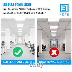 2X4FT LED Flat Panel Light 75 Watts 5000K Dimmable Drop Office Light, 100-277VAC