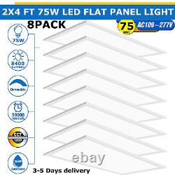 2x4 FT LED Flat Panel Troffer Light, 75W 8400Lumens Drop Ceiling Lighting, US Ship