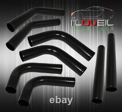 3 Turbo Charger Air Intake Induction Diy Black Aluminum Piping Pipe Kit 8 Piece