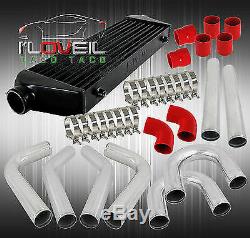 3 X8 Pc Piping Kit + Coupler + T-Bolt Clamps+ Black Aluminum Turbo Intercooler