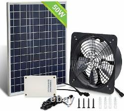 3000CFM Solar Attic Fan +38Wh/12V Lithium Battery w 50W Solar Panel Starter Kit
