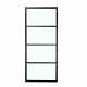 36in x 84in Modern French Barn Door Panel Clear Tempered Glass Aluminum, Black