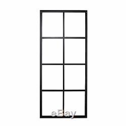 36in x 84in Mountain Glass Sliding Barn Door Panel Aluminum Frame, Black