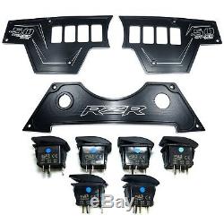 3pc Billet 8 Switch Dash Panel Plates Polaris RZR XP 1000 2+4 Seat Stealth Black