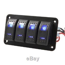 4 Gang Dual LED Lights Bar Car Caravan Marine Boat Rv Rocker Switch Panel 12/24V