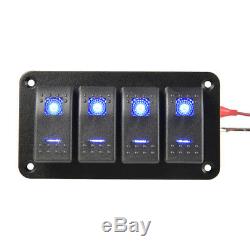 4 Gang Dual LED Lights Bar Car Caravan Marine Boat Rv Rocker Switch Panel 12/24V