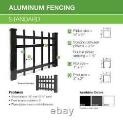 4 X 6 Ft Standard-Duty W Black Aluminum Pre-Assembled Fence Panel Set of 5