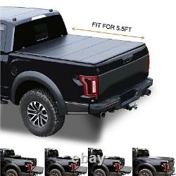 5.5' Hard Quad-Fold Truck Bed For 07-21 Toyota Tundra Crewmax Cab Tonneau Cover