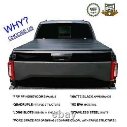 5.5' Hard Quad-Fold Truck Bed For 07-21 Toyota Tundra Crewmax Cab Tonneau Cover