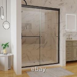 50-54Wx72H Shower Door Double Sliding Glass Panel Black Aluminum Frame&Handle