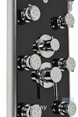 52 Aluminum Black Tempered Glass Hot Water Shower Panel Column LCD Display