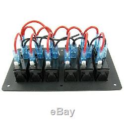 6 Gang Aluminium LED Rocker Switch Panel Marine Boat Circuit Breaker Waterproof