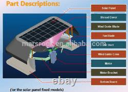 6 Pack 1750 CFM Solar Attic Fan IP68 Brushless DC Motor Adjustable Panel 40db