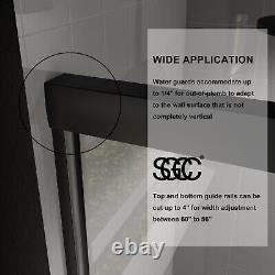 60 W x 70 H Shower Door Double Sliding Glass Panel+Matte Black Aluminum Frame
