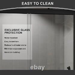 60 W x 70 H Shower Door Double Sliding Glass Panel Matte Black Aluminum Framed