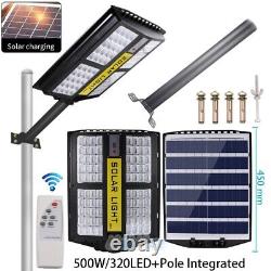 60W-500W Commercial LED Solar Street Light PIR Motion Sensor Dusk-to-Dawn+Remote