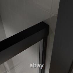 60W x 70H Shower Door Double Sliding Glass Panel Black Aluminum Frame w Handle