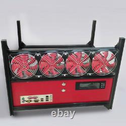 6GPU Aluminum Alloy Open Air Frame Mining Rig Case With 4 Cooling Fan LCD panel