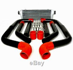 8 Pcs 2.5 Red Coupler Black Aluminum Piping Kit With 28 X 7 Intercooler