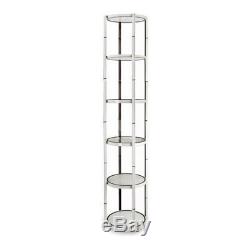 80 Round Portable Aluminum Spiral Tower Display Case with Top light&Clear Panel