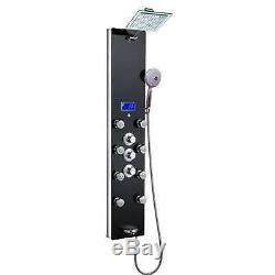 AKDY 51-inch Black Tempered Glass Aluminum Shower Panel with Tower Massage Spa