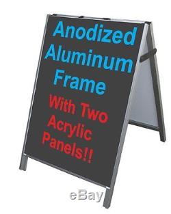 ALUMINUM A-FRAME 24x36 SIDEWALK SIGN With2 BLACK ACRYLIC PANELS