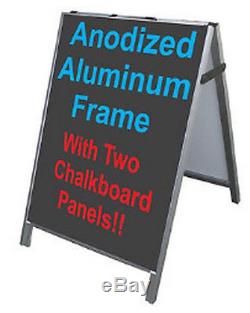 ALUMINUM A-FRAME 24x36 SIDEWALK SIGN With2 BLACK CHALKBOARD PANELS