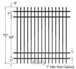 ALUMINUM FENCE COMMERCIAL SPEAR TOP 72 in T x 8ft W ASSEMBLED PANEL POOL CODE