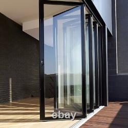 Aluminum Bi-Fold Door 108W x 96H 3 Panel Clear Glass Matte Black Finish