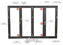 Aluminum Bi-Fold Door 108W x 96H 3 Panel Clear Glass Matte Black Finish