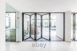 Aluminum Bi-Fold Door 120W x 96H 4 Panel Dual Clear Glass Powder Coat Finish