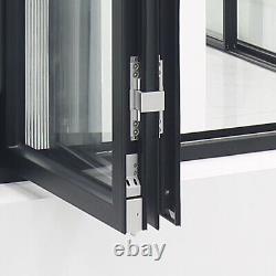 Aluminum Bi-Fold Door 120W x 96H 4 Panel Dual Clear Glass Powder Coat Finish