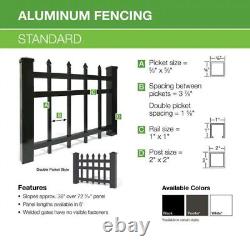 Aluminum Standard Duty 4 Ft H X 6 Ft W Black Pre-Assembled Fence Panel