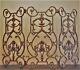 Antique 3 Panel Elaborate French Empire Black Gold Fireplace Screen Wreaths Urns
