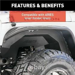 Aries 1500201 Front Textured Black Aluminum Fender Flares for 07-18 Wrangler JK