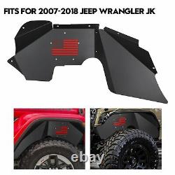 Black Front and Rear Inner Fender Liners Kits for 07-18 Jeep Wrangler JK JKU 4WD