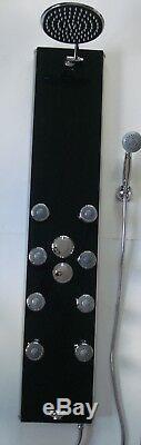 Black Glass Thermostatic Shower Tower Panel, 8 Jets, Handheld & Bath Spout 341n