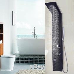 Black Multi-Function Aluminium Alloy Rainfall Shower Panel Massage Jet Bath