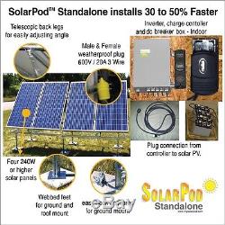 Black Panel 2000 Watts Aluminum and Galvanized Steel Portable Solar Power Kit