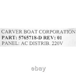 Carver 5765718 Black 220V 50Hz Aluminum Boat Ac Control / Blank Breaker Panel