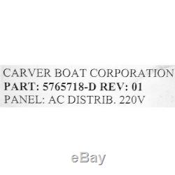 Carver 5765718 Black 220v 50hz Aluminum Boat Ac Control / Blank Breaker Panel