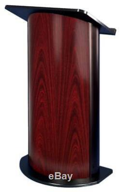 Curved Lectern w Mahogany Color Panel & Black Anodized Aluminum ID 28083