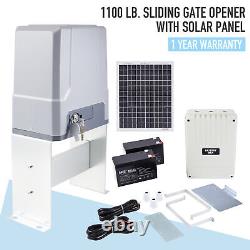 DC 24V Power Sliding Gate Opener 1100lb Electric with Solar Panel Remote Controls